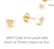 6MM Pearl Heart Stud Earrings 14K by KURY COLLECTION