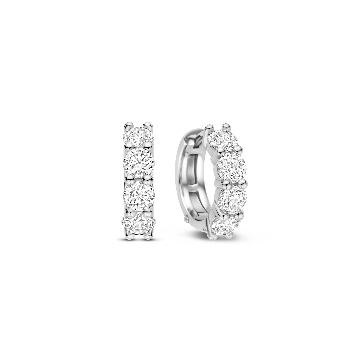12MM Zirconia Silver Huggie Earrings - SHOPKURY.COM