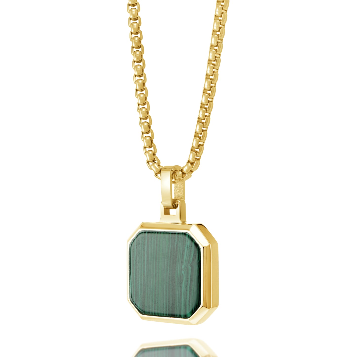 Octagon Malachite Yellow Steel Necklace - SHOPKURY.COM