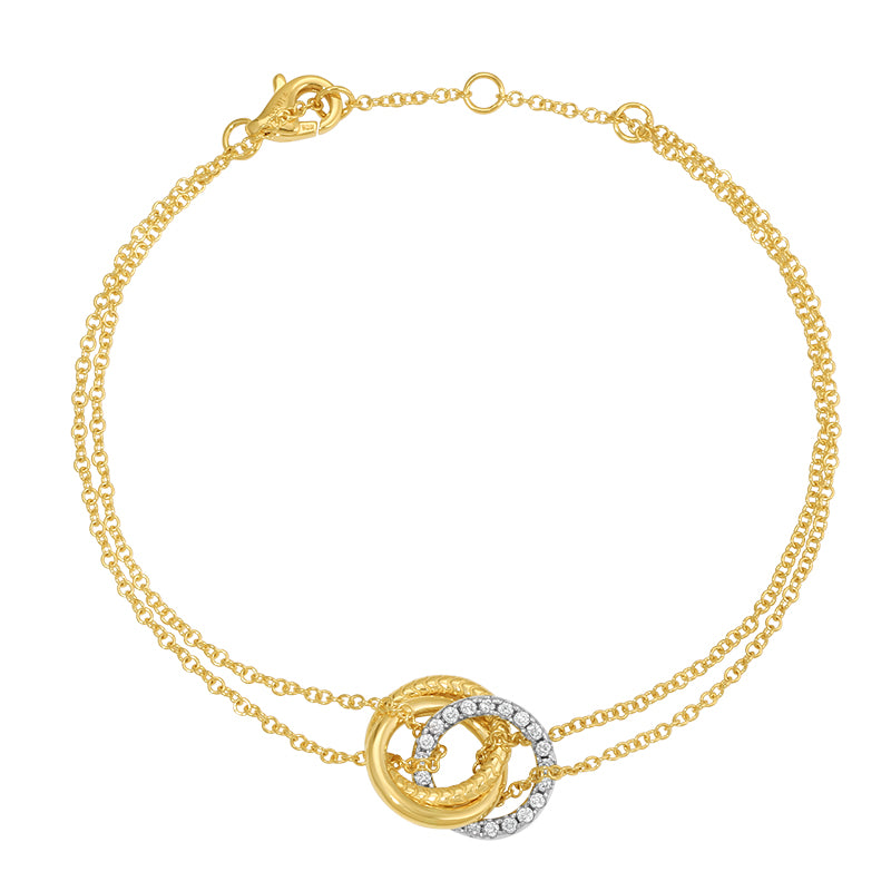 Trinity White and Yellow Gold Diamond Bracelet by KURY COLLECTION