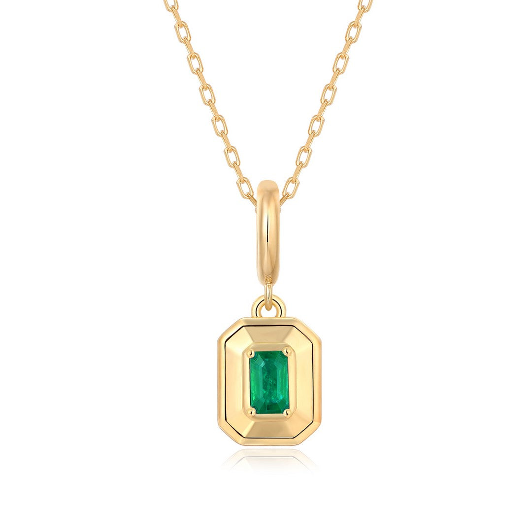 Emerald cut Emerald Pendant 12MM - SHOPKURY.COM