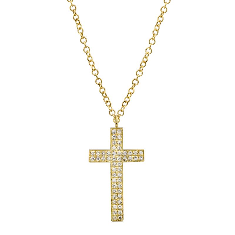 Diamonds Cross Double Row Necklace 19MM by KURY COLLECTION