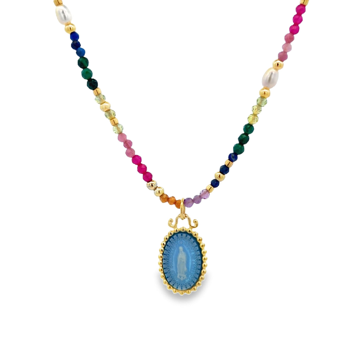 Guadalupe Blue Agate Natural Stones Kids Necklace by KURY COLLECTION