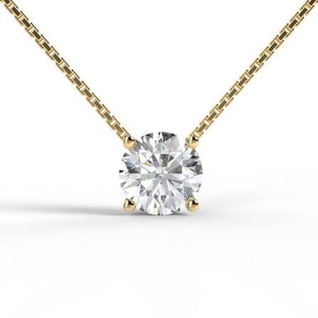 1.25 CT Round Lab Diamond Solitaire Yellow Gold Necklace by LAB DIAMONDS