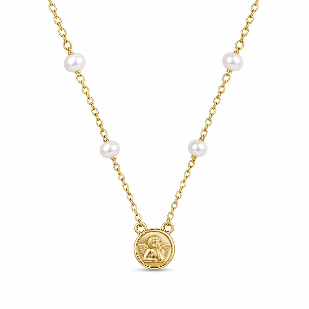 Angel On Pearl Station Kids Necklace by KURY COLLECTION