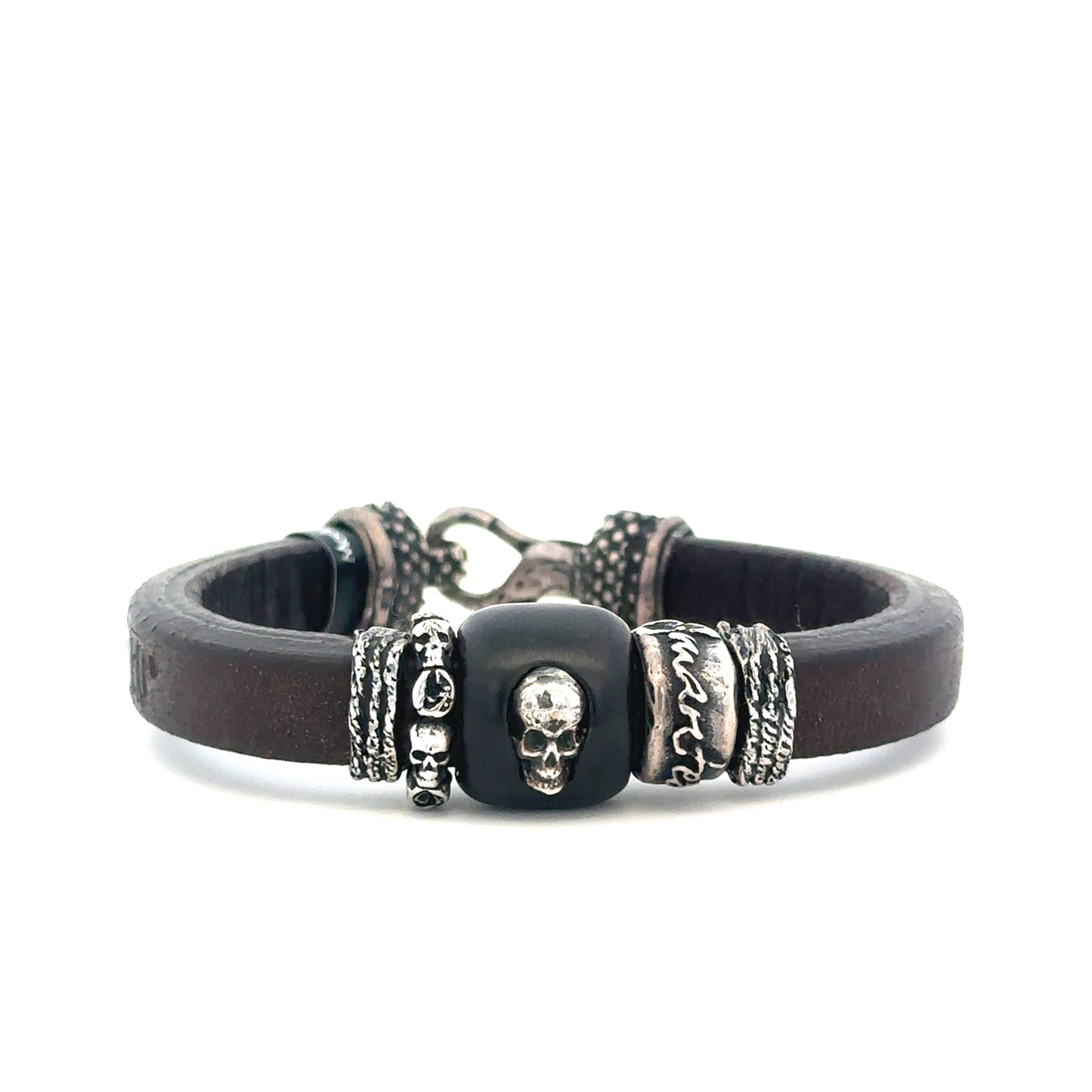 Leather Bracelet with Skull Beads - SHOPKURY.COM