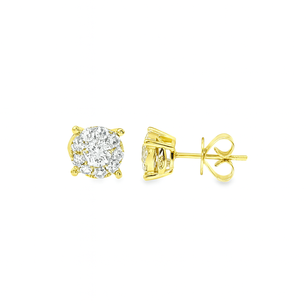 .50ct Illusion Diamond Stud Earrings 14KY - SHOPKURY.COM