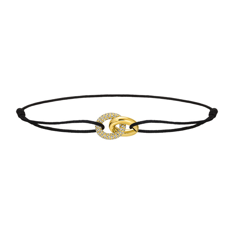 Two Connected Links Diamond Cord Bracelet by KURY COLLECTION