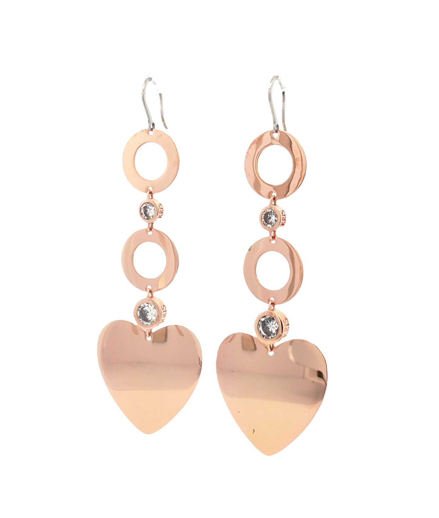 Heart and Circles Dangle Earrings with Zirconia - SHOPKURY.COM