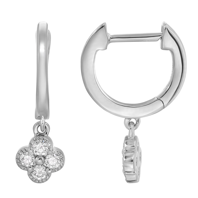 Clover Diamonds Dangle 10MM Huggie Earrings - SHOPKURY.COM