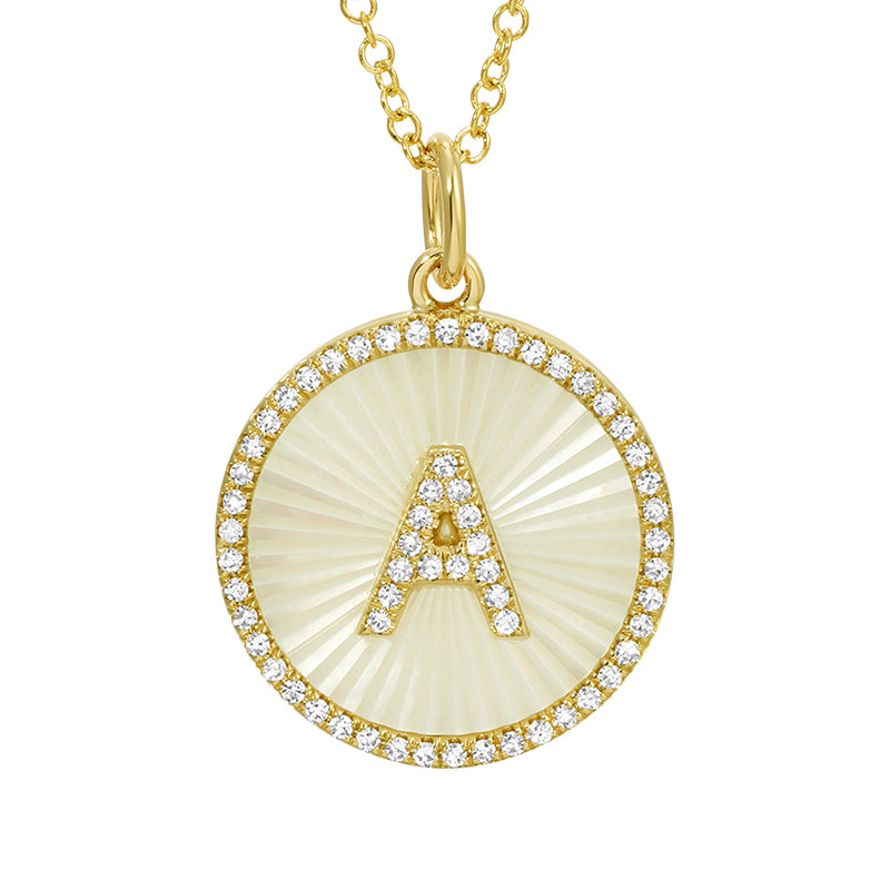 Flutted Mother Pearl and Diamonds Necklace - SHOPKURY.COM