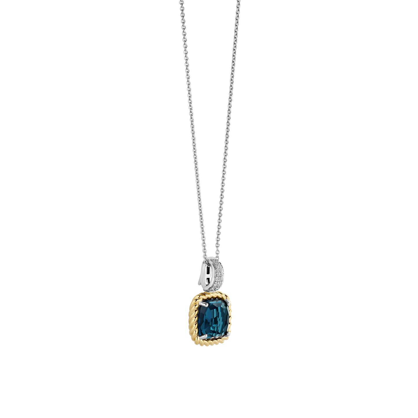 Blue Cushion Twisted Frame Necklace - SHOPKURY.COM