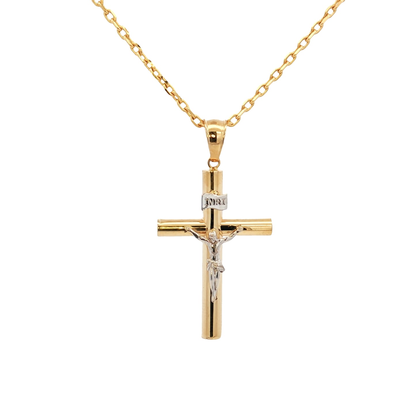 Two Tone Crucifix Pendant - 35MM - SHOPKURY.COM
