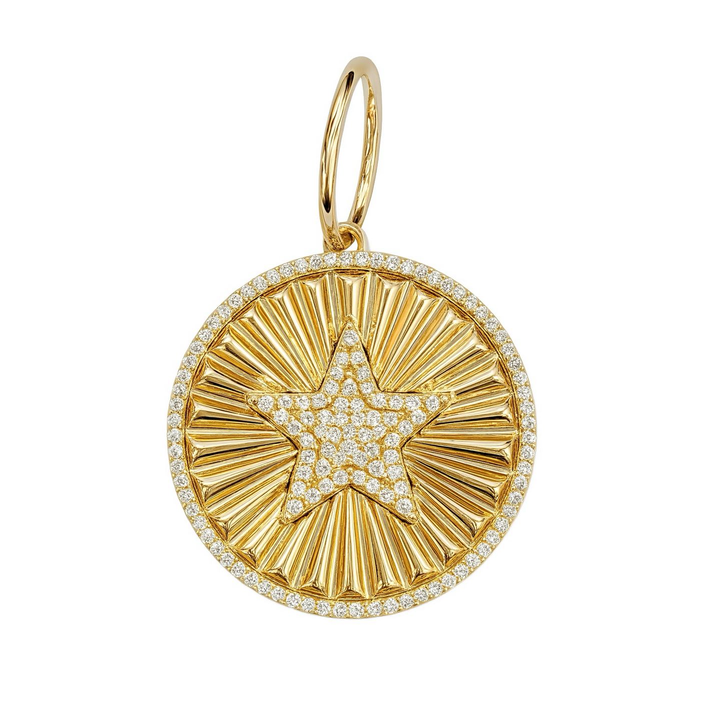 Fluted Diamond Star Round Pendant - SHOPKURY.COM