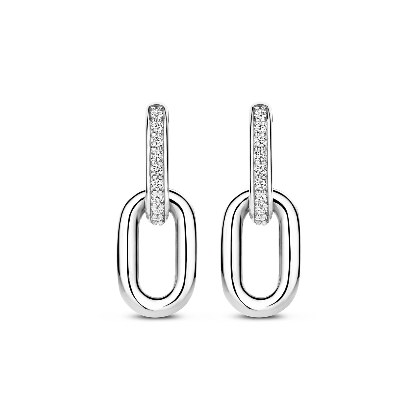 Paperclip Silver Sparkle Earrings - SHOPKURY.COM