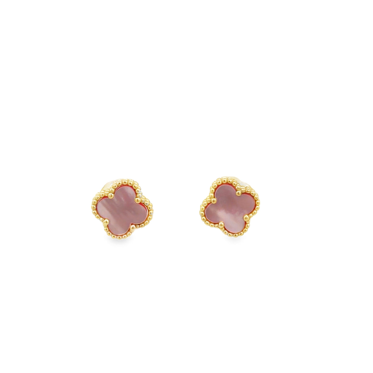 Pink Mother Pearl Clover Kids Earrings by KURY COLLECTION
