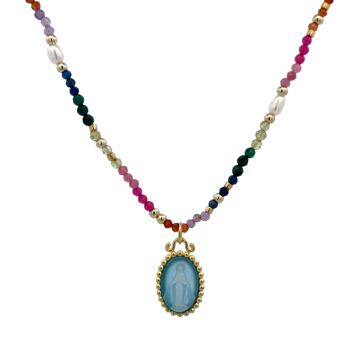 Milagrosa Blue Agate Natural Stones Kids Necklace by KURY COLLECTION