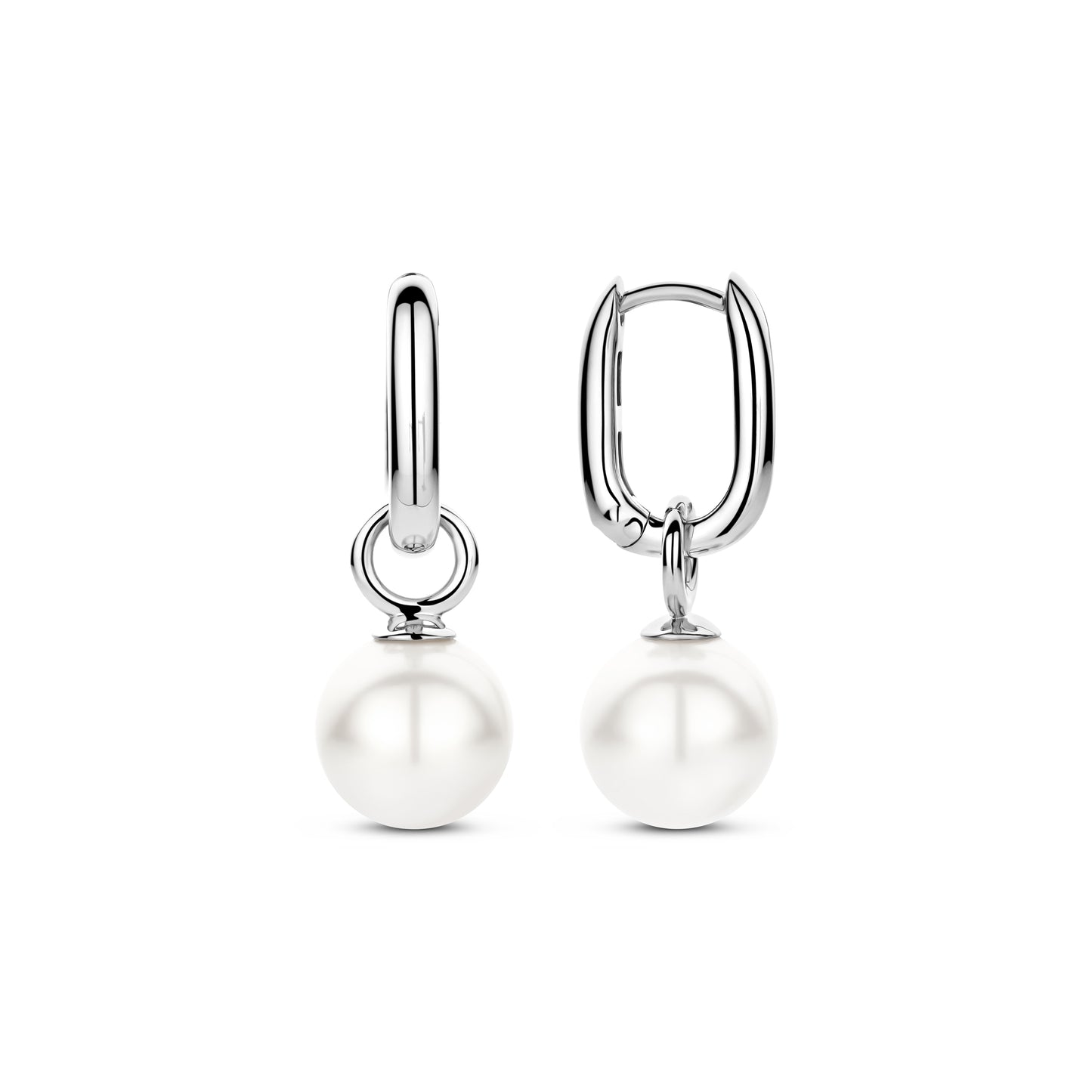 Lab Pearl Huggie Drop Earrings - SHOPKURY.COM