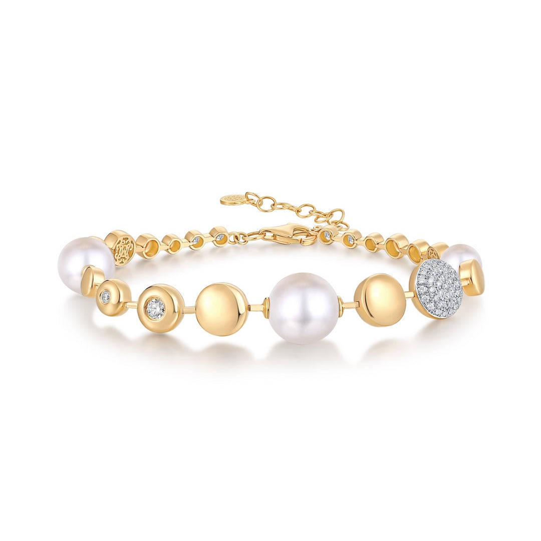 Pearls, Diamonds and Gold Bracelet - SHOPKURY.COM