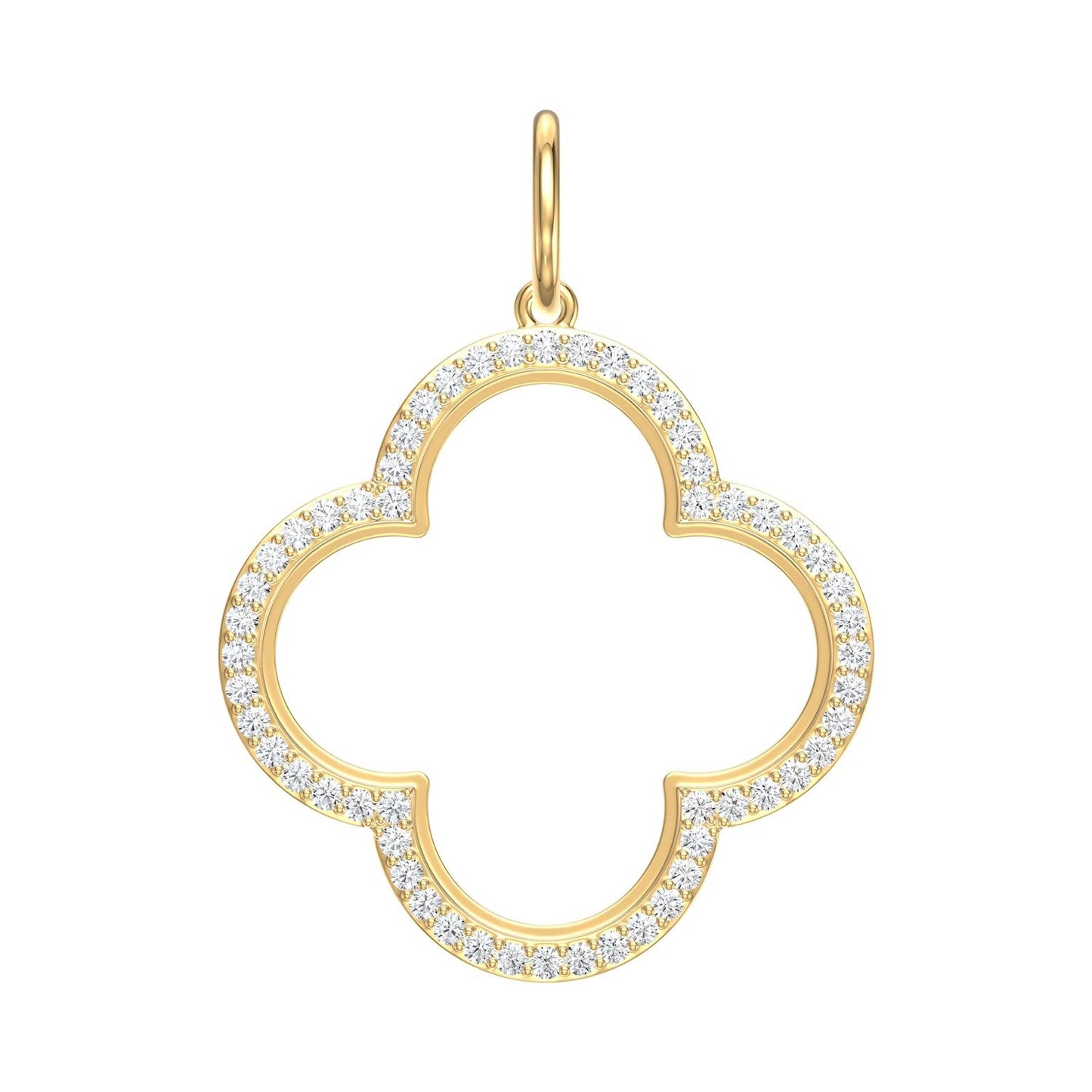 Open Clover Diamond Pendant 25MM - SHOPKURY.COM