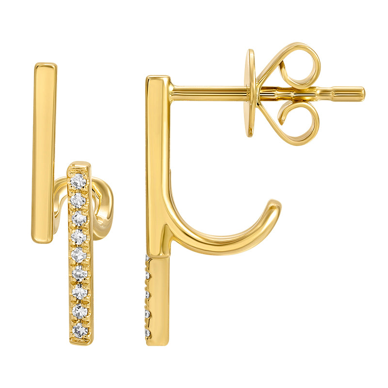 Double Bar Diamond Lobe Earrings - SHOPKURY.COM