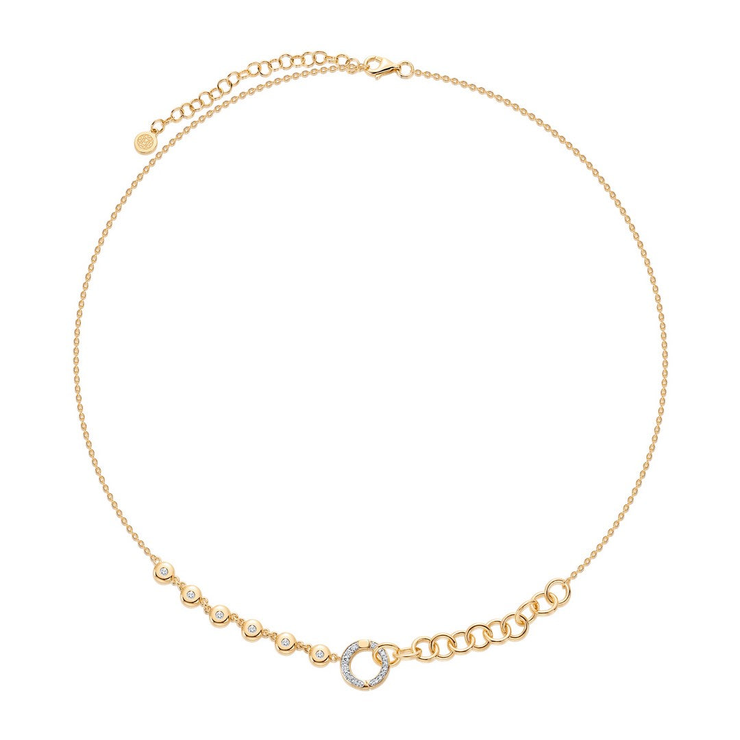 Half and Half Bezel Diamond Pendant Carrier Necklace - SHOPKURY.COM