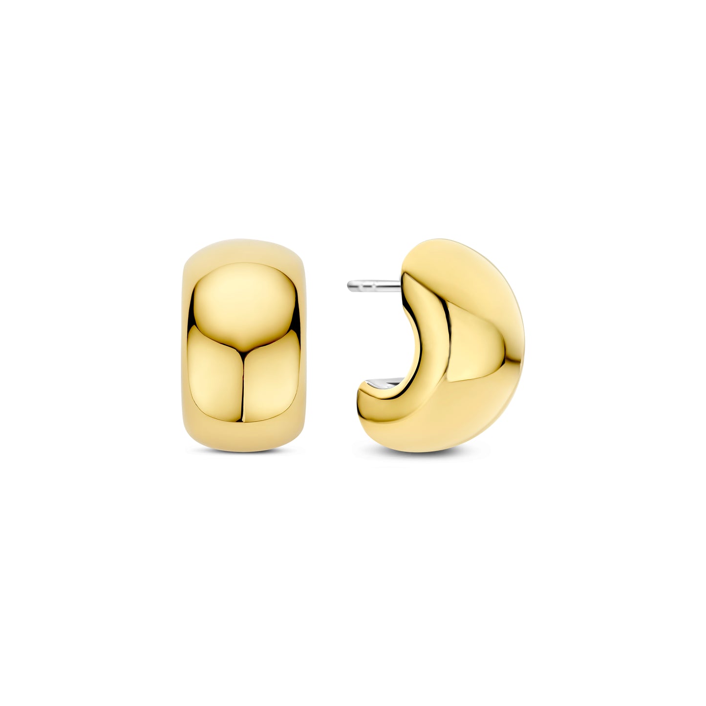Bold Curve Polished Golden Huggie Earrings by TI SENTO