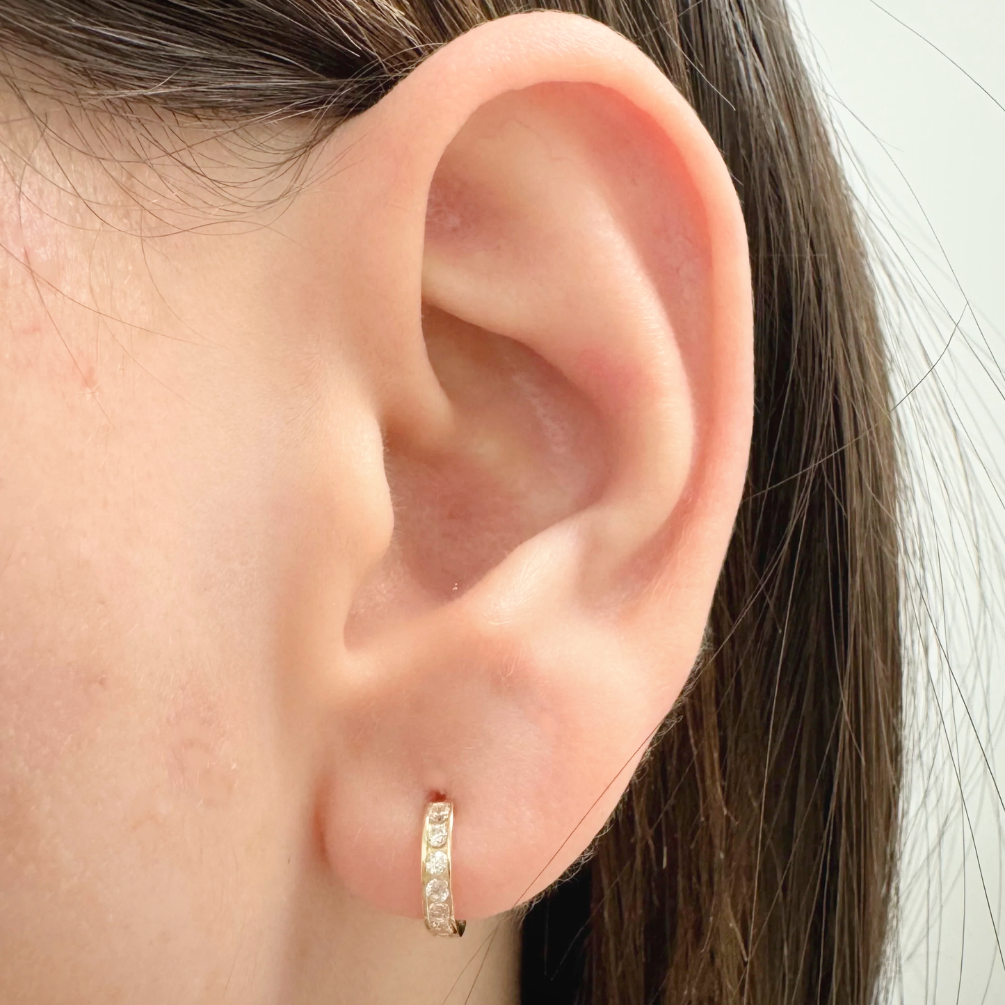 Channel Set Zirconia Huggie Earrings 9MM - SHOPKURY.COM