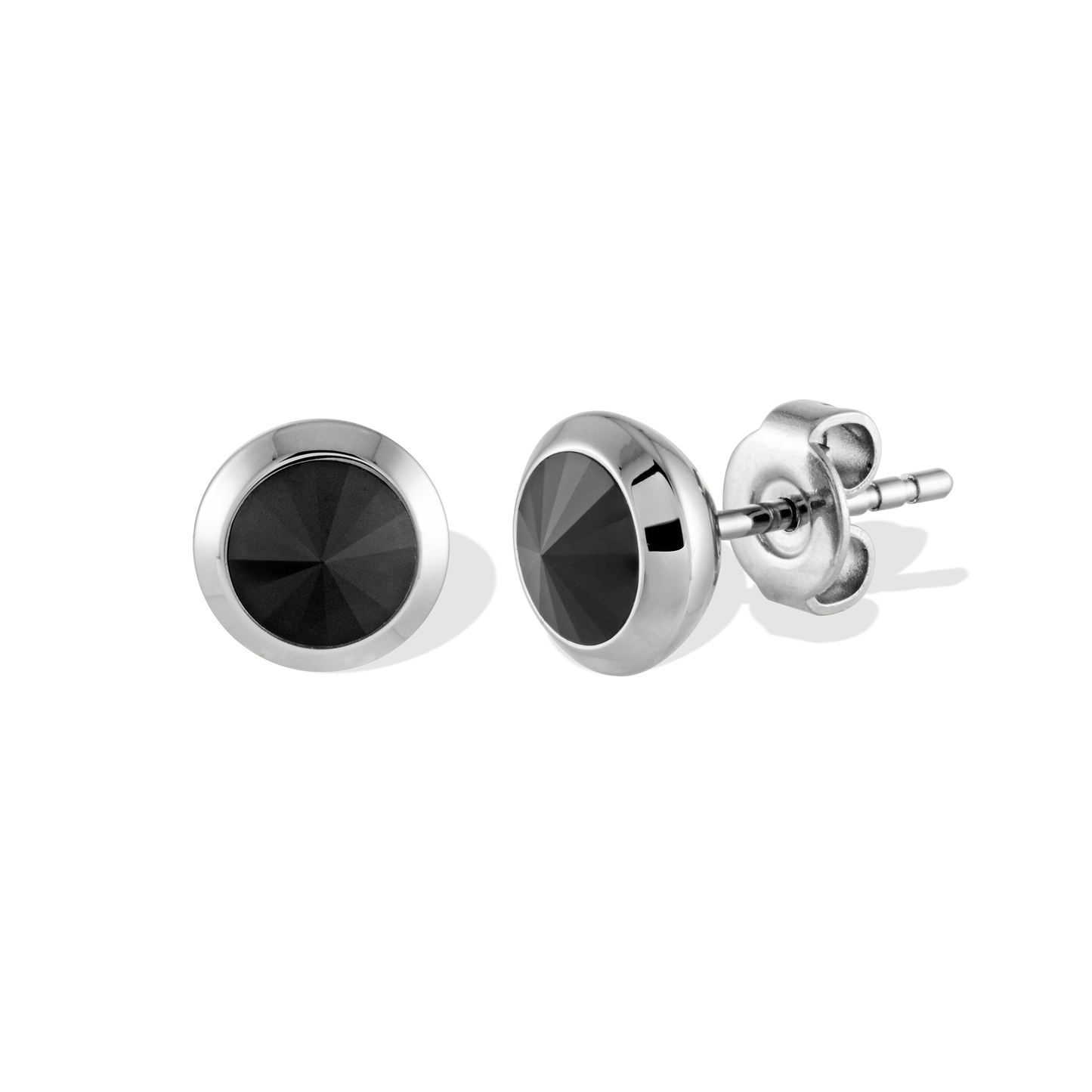 Black Swarovski Pyramid Stud Earrings - SHOPKURY.COM