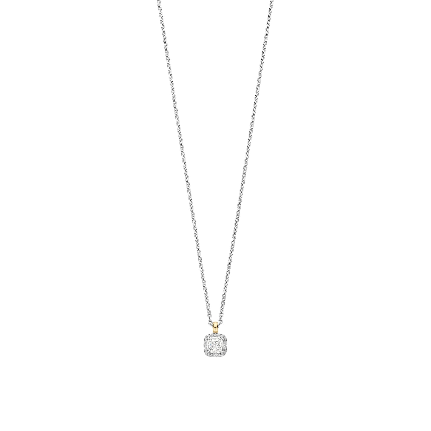 Cushion Halo Two Tone Necklace - SHOPKURY.COM