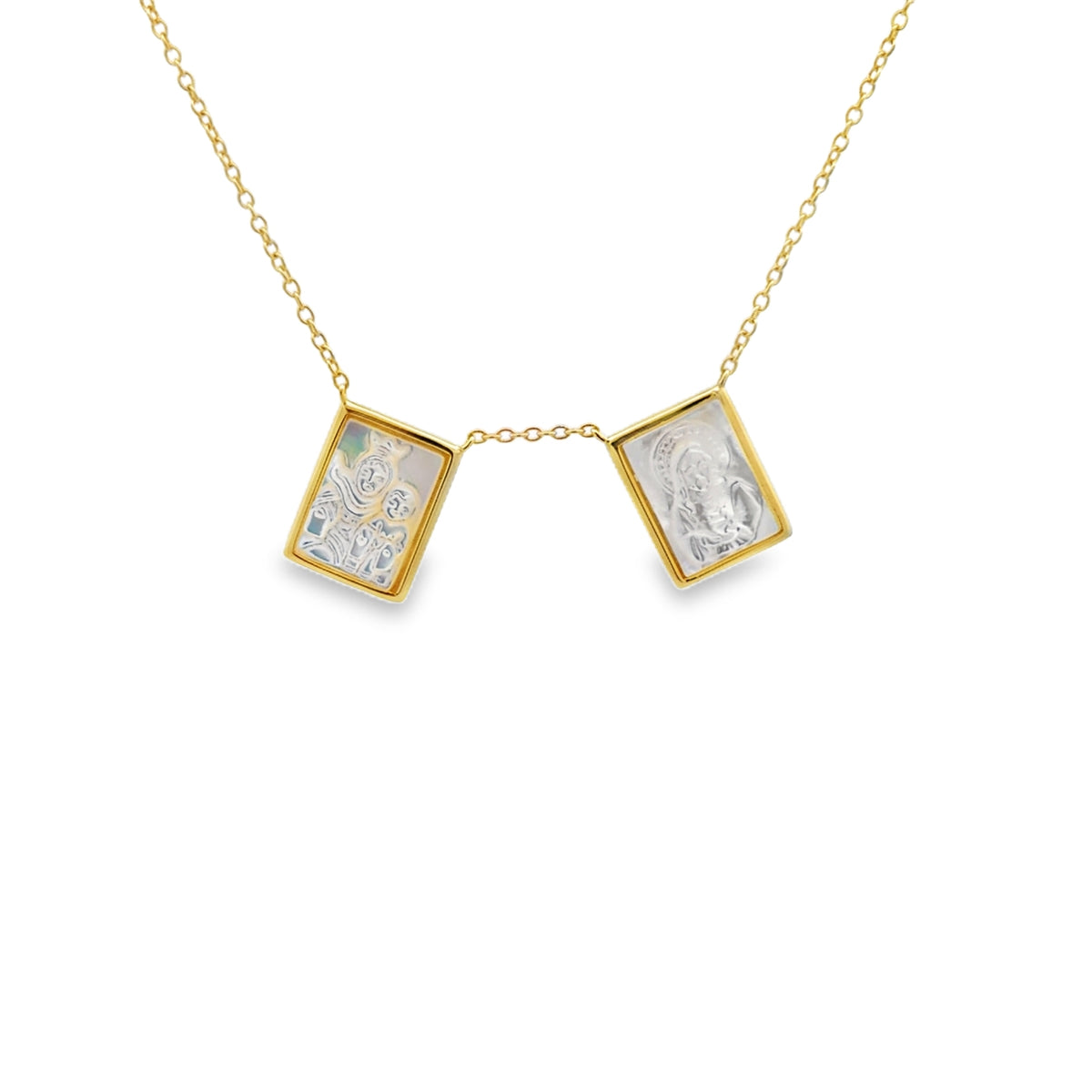 Mother of Pearl Gold-Plated Scapular Kids Necklace by KURY COLLECTION