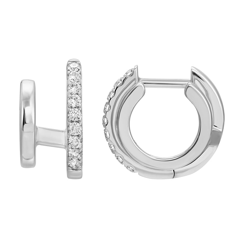Double Huggie Diamond Earrings - SHOPKURY.COM
