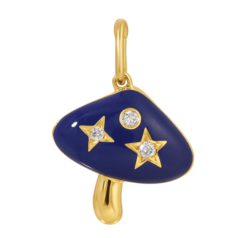 Blue Mushroom and Diamonds Pendant - SHOPKURY.COM