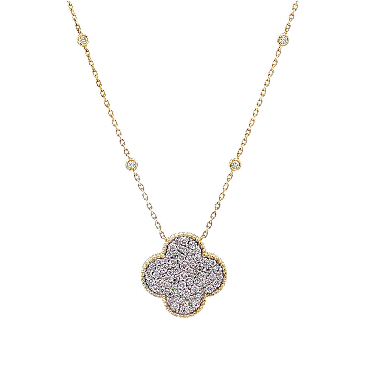 Pave Clover Necklace - SHOPKURY.COM