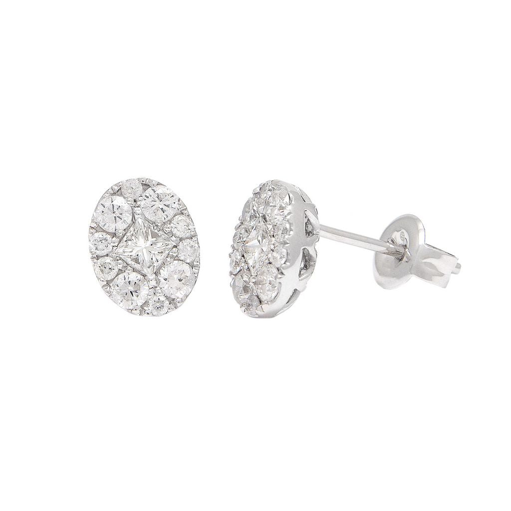 Oval Illusion .73ct Diamond Stud Earrings - SHOPKURY.COM