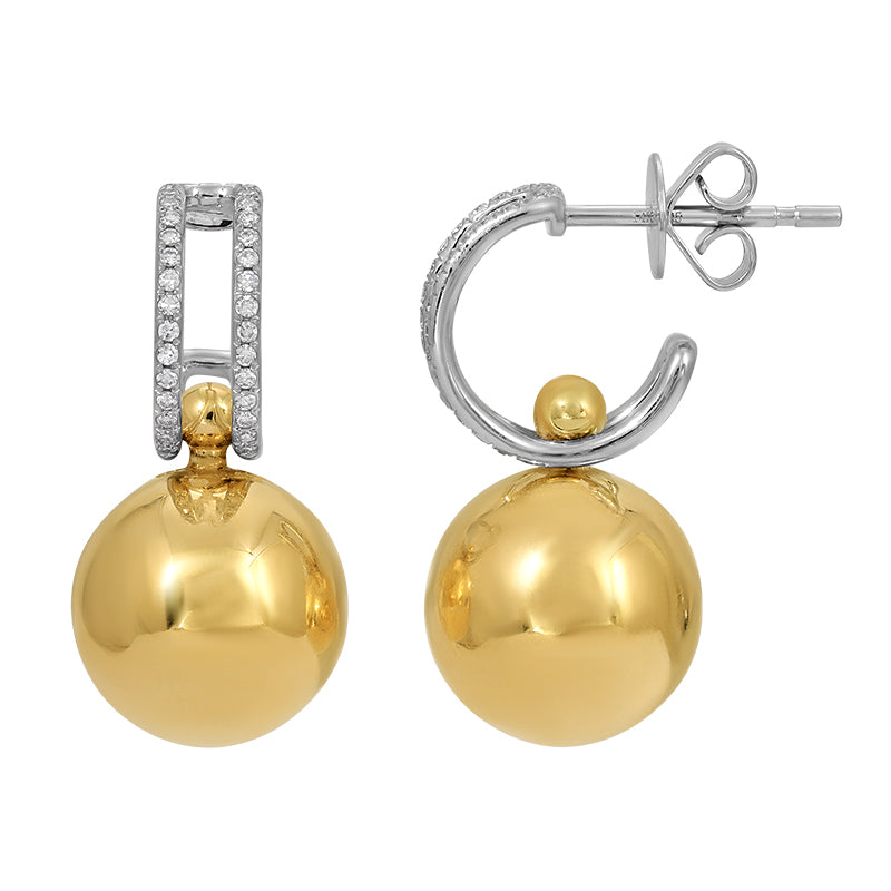 Two Tone Huggie and Ball Drop Earrings - SHOPKURY.COM