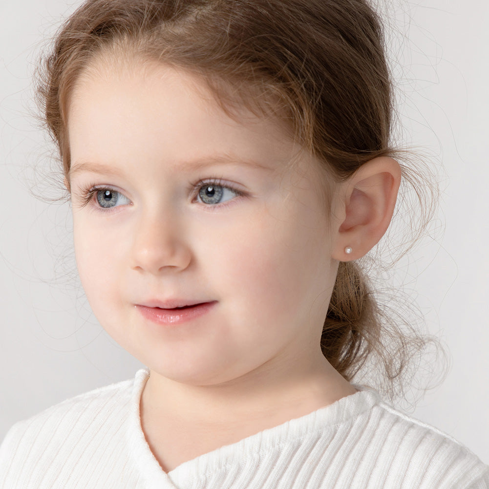 Kids 18K 3MM Pearl Stud Earrings - SHOPKURY.COM