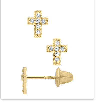 14K Diamond Cross Earrings - SHOPKURY.COM