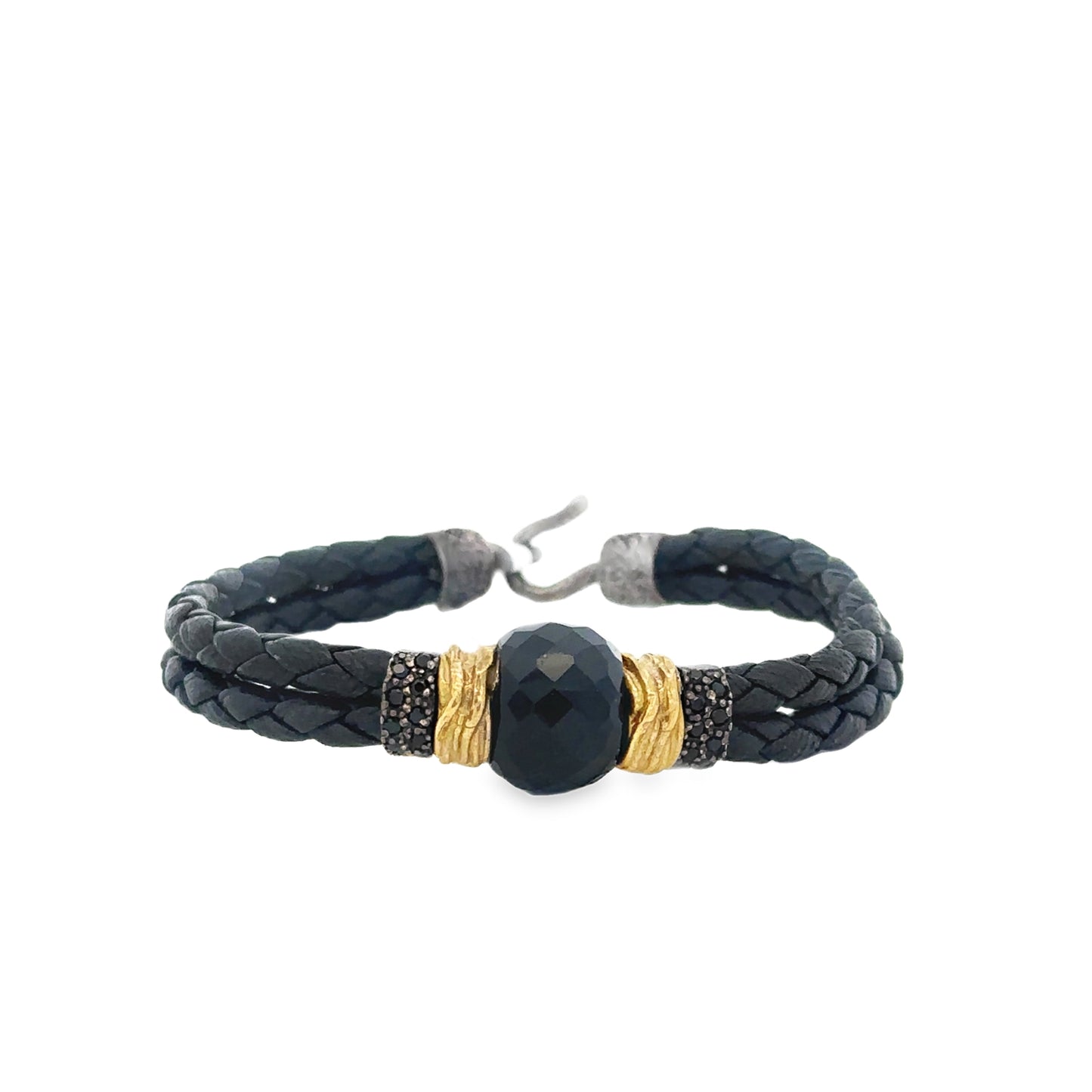 Double Braided Bracelet with Gold Beads - SHOPKURY.COM