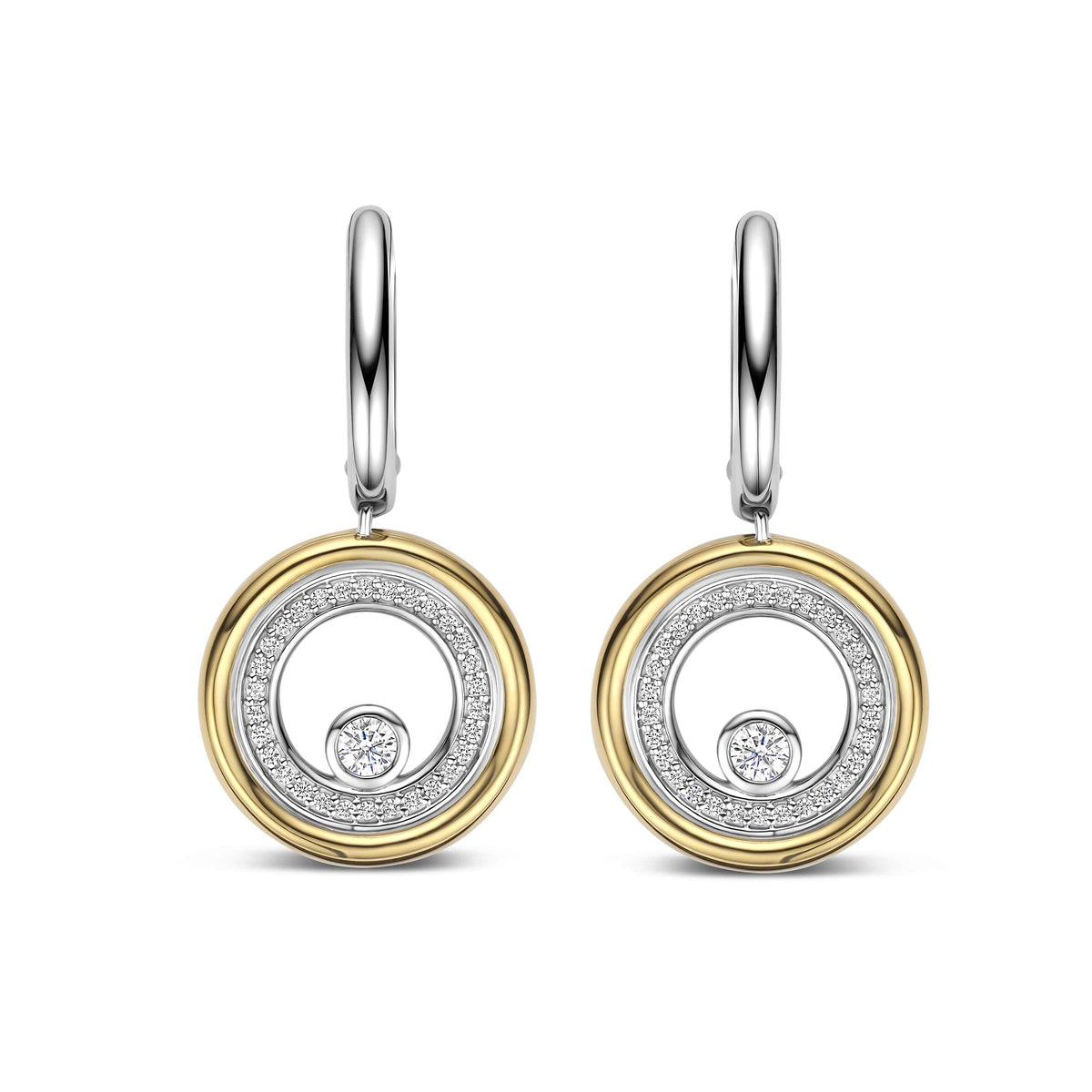 Double Circle Dangle Earrings by TI SENTO
