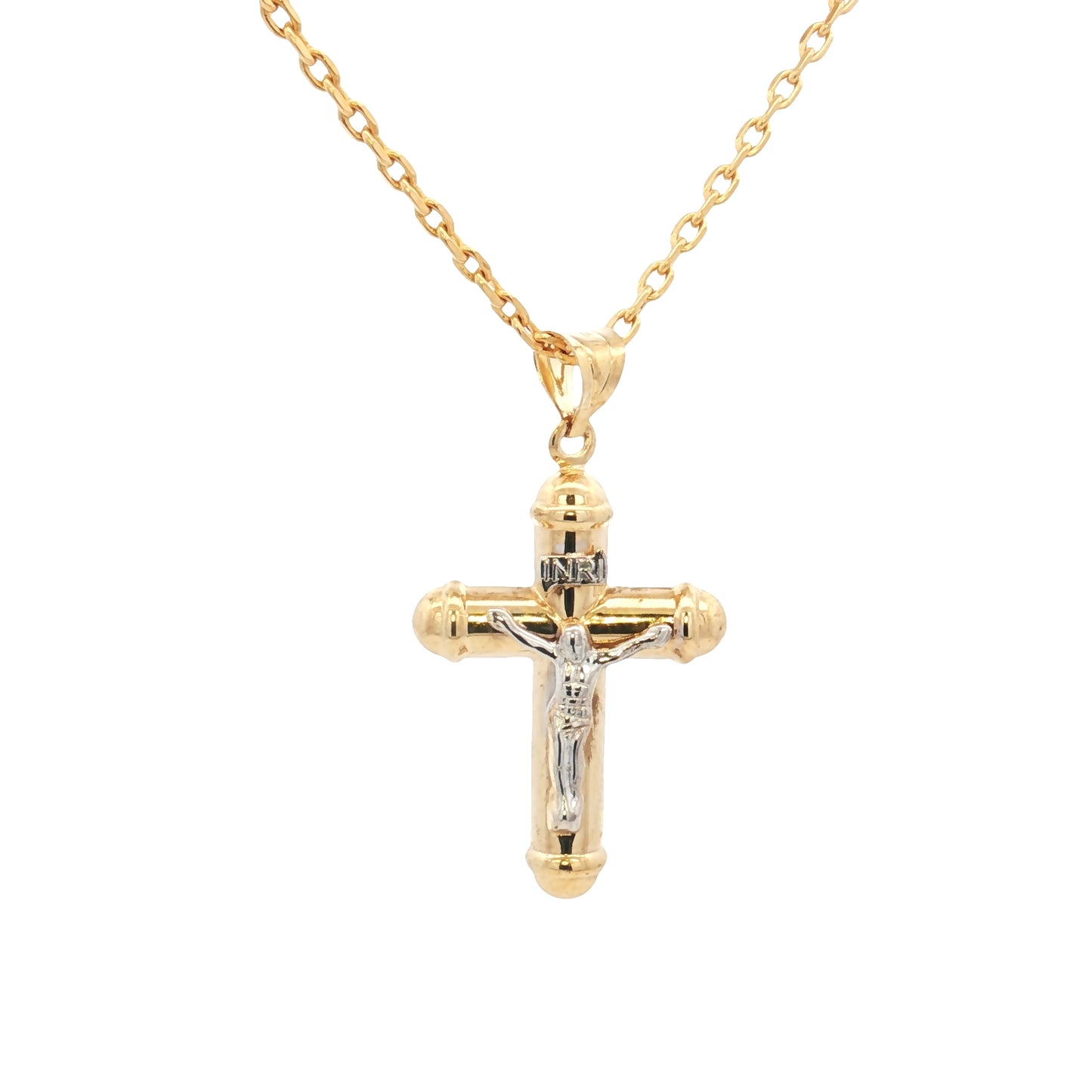 Two Tone Crucifix Pendant - 31MM - SHOPKURY.COM