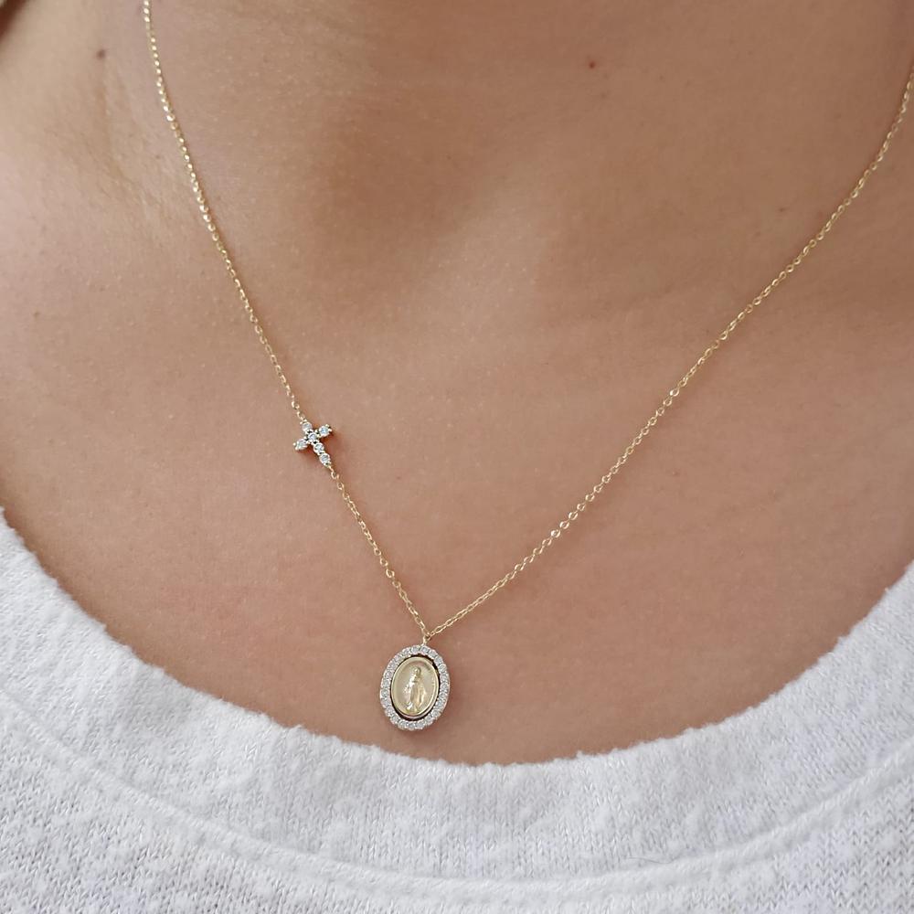 Milagrosa Side Cross Necklace 14K - SHOPKURY.COM