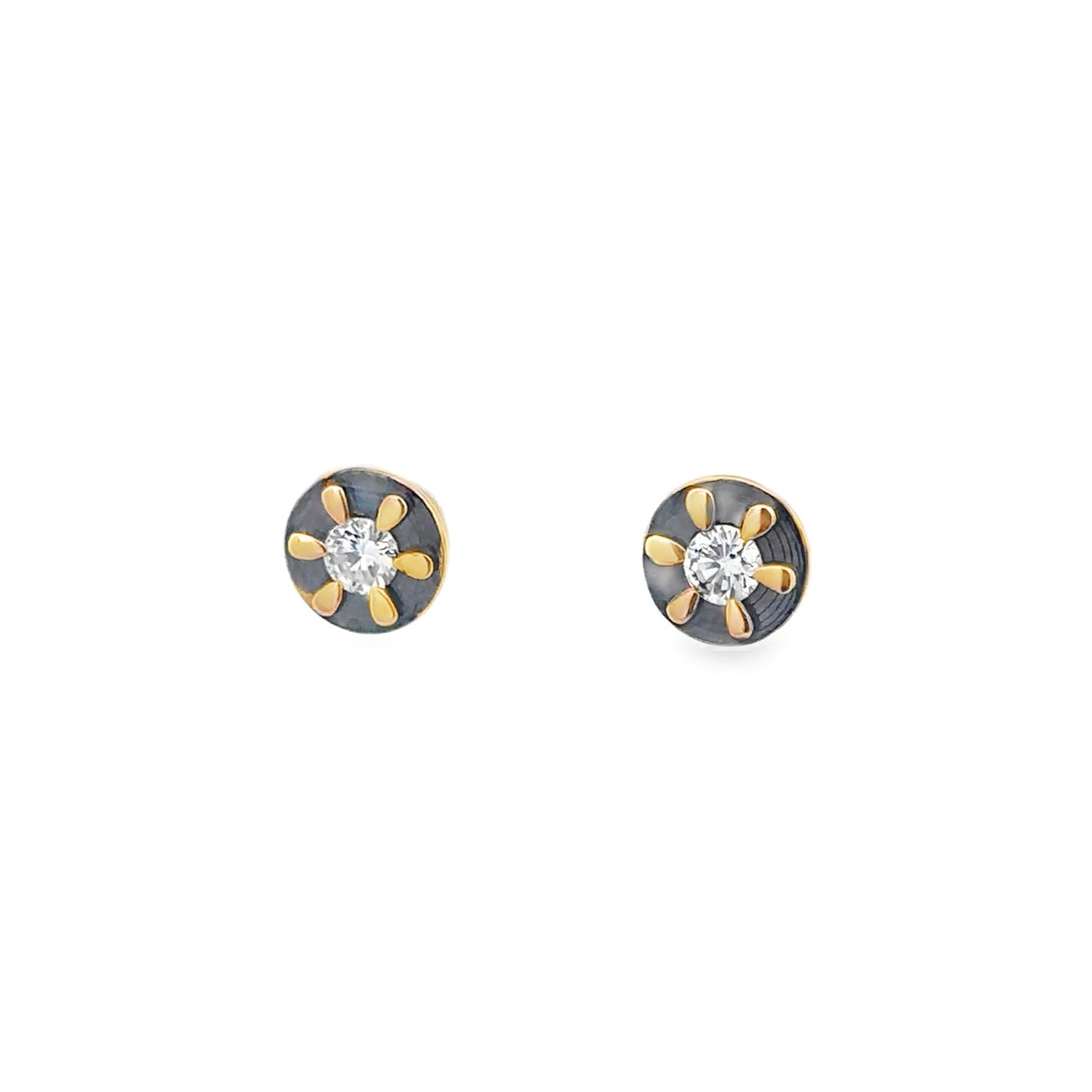 .10CT Solitaire Diamond Two Tone Stud Earrings - SHOPKURY.COM