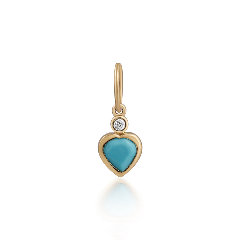 Turquoise and Diamond Heart Pendant 11MM - SHOPKURY.COM