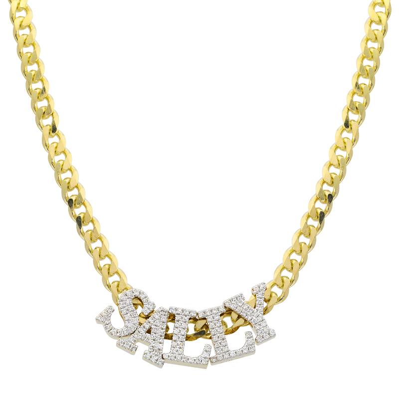 Custom Cuban Diamond Name Necklace by KURY COLLECTION