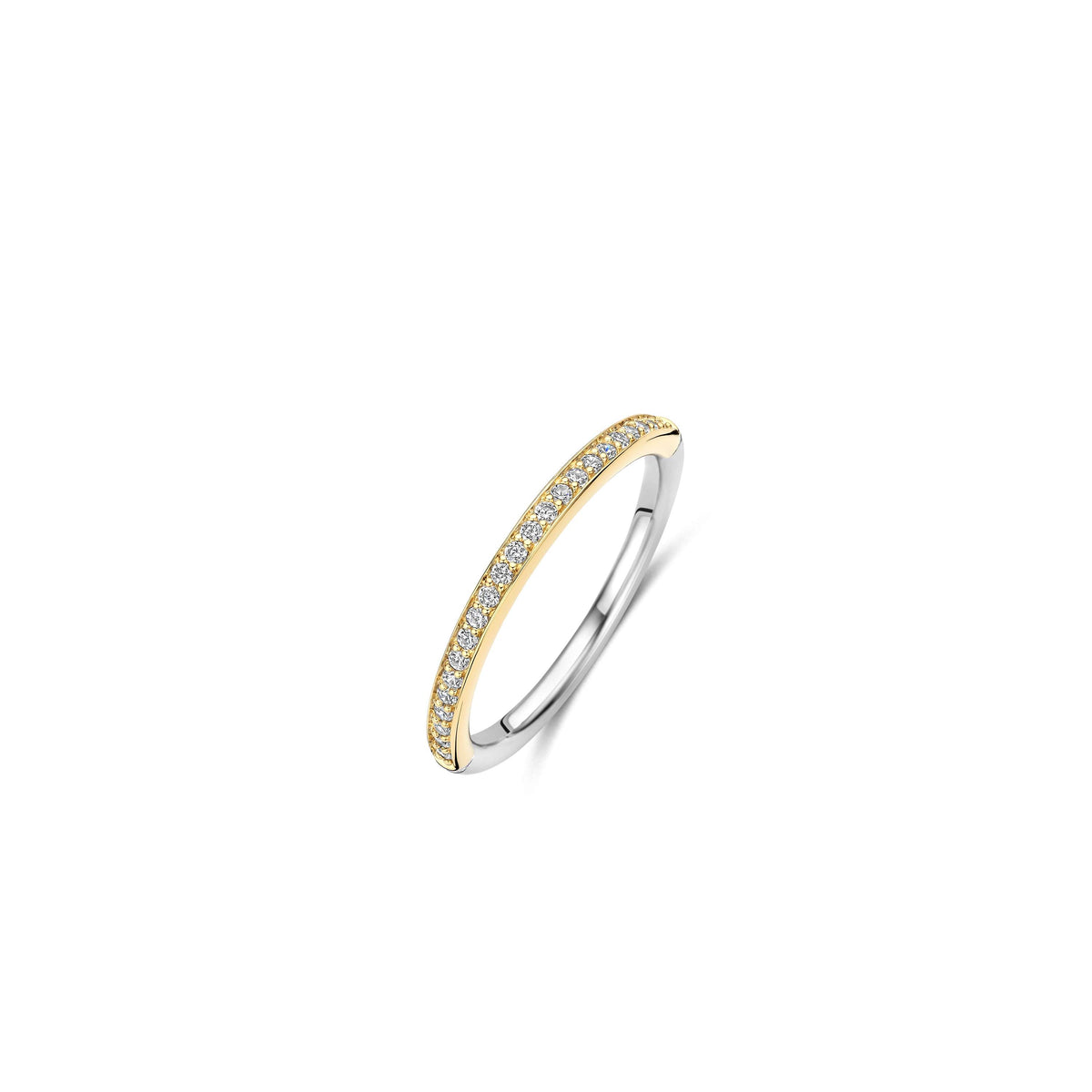 Half Eternity Zirconia Two Tone Ring by TI SENTO