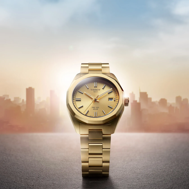PRC 100 Solar Champagne 34MM Watch by TISSOT