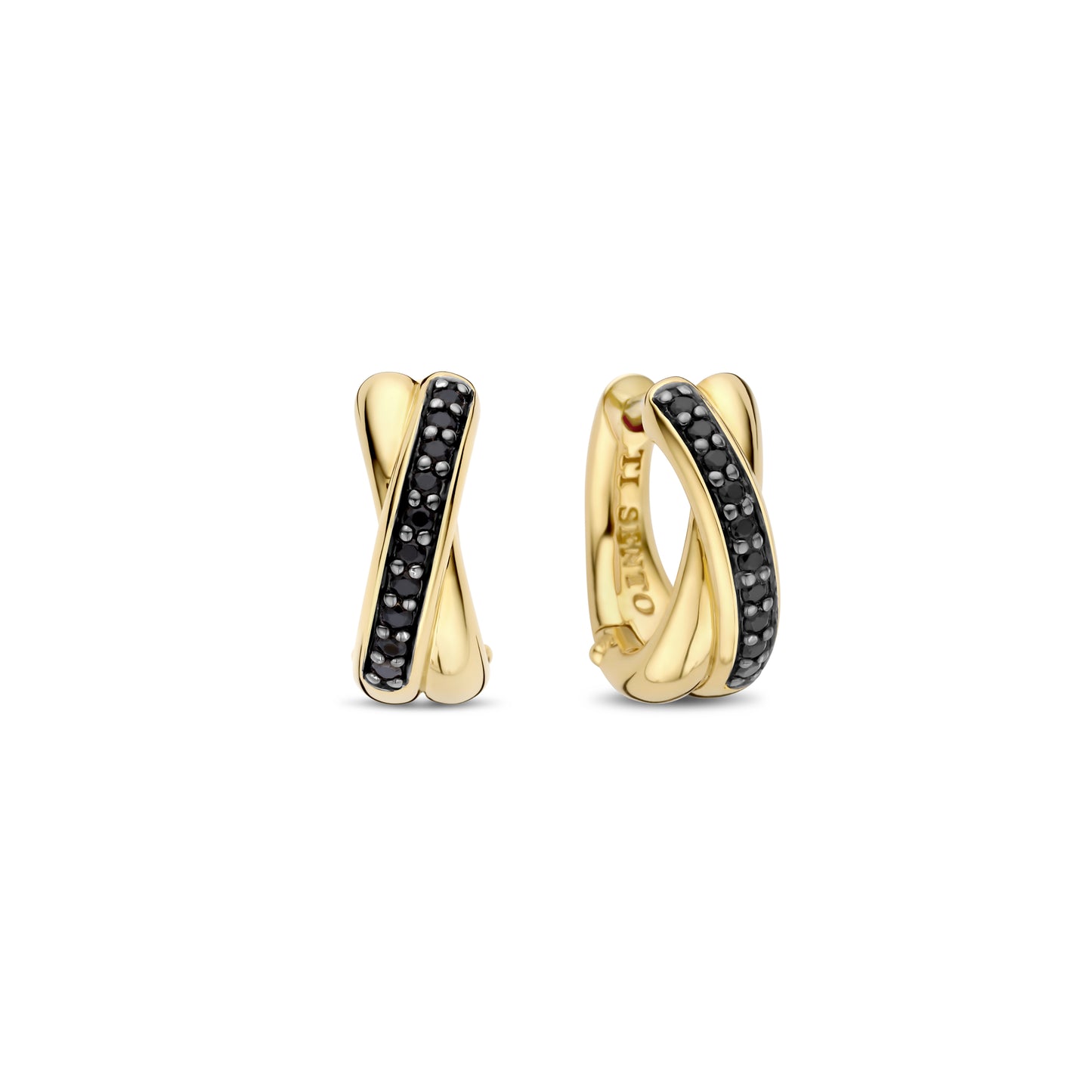 Black Crossover Huggie Earrings - SHOPKURY.COM