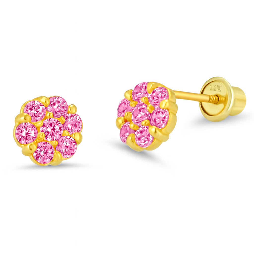 Pink Zirconia Flower Stud Earrings - Mini - SHOPKURY.COM