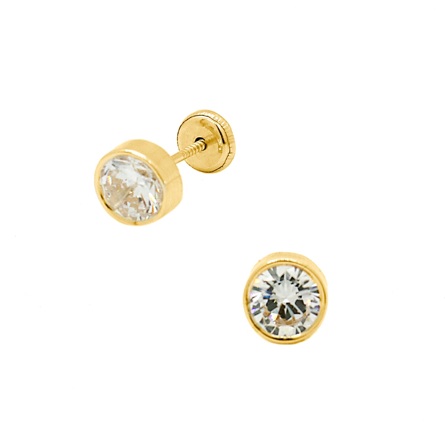 Bezel Set Zirconia 6MM Stud Earrings - SHOPKURY.COM
